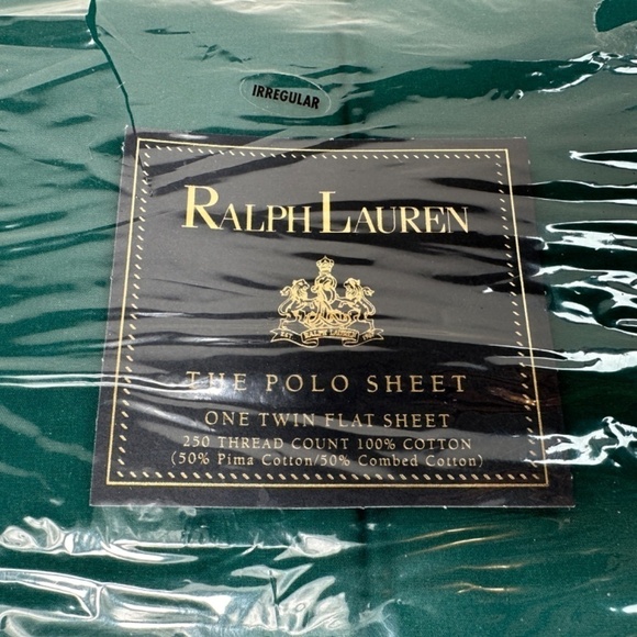 NEW Ralph Lauren Polo Green Twin Flat Sheet 250 Thread 100% Cotton - Picture 3 of 10